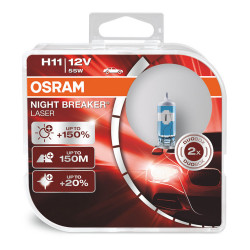 Set 2 becuri auto far Osram H11 Night Breaker Laser +150%...