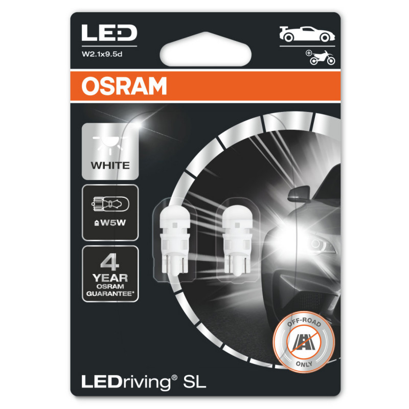 Mm Size chapter Set 2 becuri LED auto pozitie W5W Osram LED Standard Retrofits, 6000K, 12V,  1W